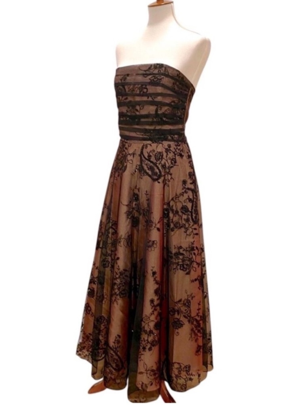 Vintage Gown Medium Formal Dress McClintock Y2K Strapless 50s Midi Homecoming